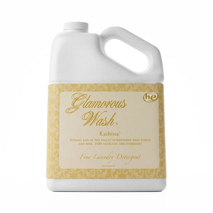 Tyler Kathina Glamorous Wash liquid laundry detergent bottle with the Kathina label displayed on a white background.