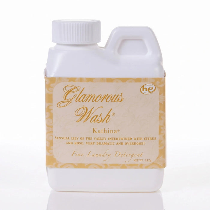 Tyler Kathina Glamorous Wash liquid laundry detergent bottle with the Kathina label displayed on a white background.