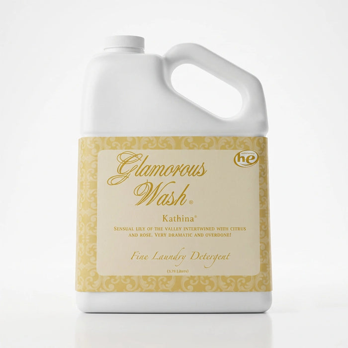Tyler Kathina Glamorous Wash liquid laundry detergent bottle with the Kathina label displayed on a white background.