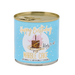 Can of marble cake with 'Happy Birthday' text and illustration on a white background
