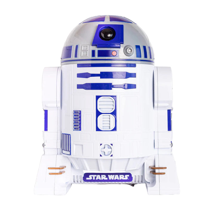 Star Wars R2-D2 model against a tiled wall background