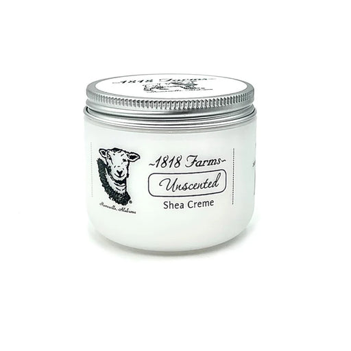 Jar of 1818 Farms Unscented Shea Creme on a white background