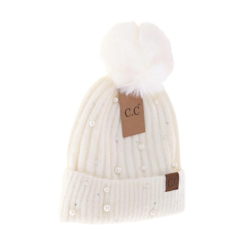 C.C. Cheveux Pearl Embellished Beanie Hat — Trudy's Hallmark