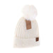 C.C. Cheveux Pearl Embellished Beanie Hat ivory white