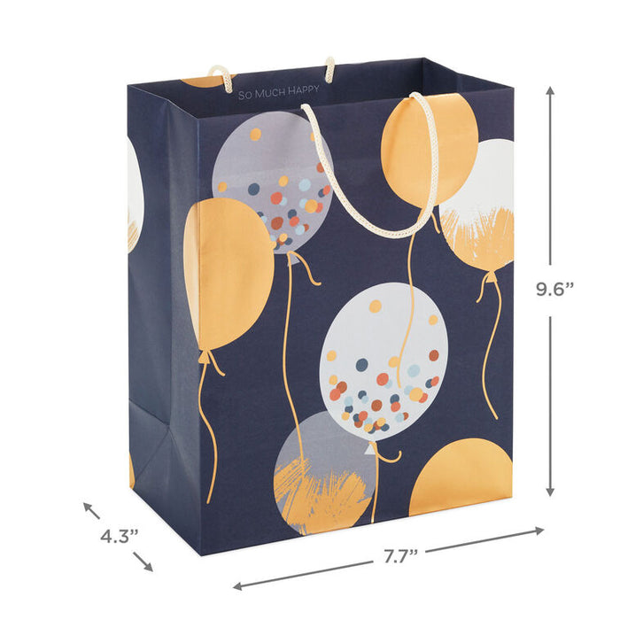 9.6" Patterned Balloons on Blue Medium Gift Bag