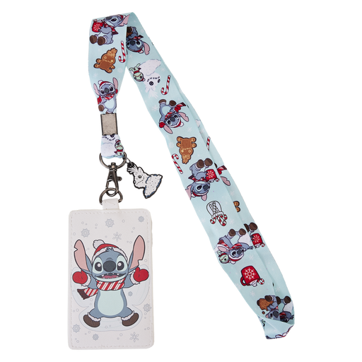 Stitch Holiday Snow Angel Lanyard With Card Holder by Loungefly