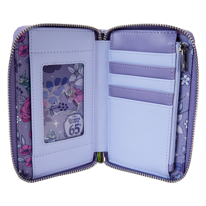 Sleeping Beauty 65th Anniversary Floral Scene Zip Around Wallet by Loungefly
