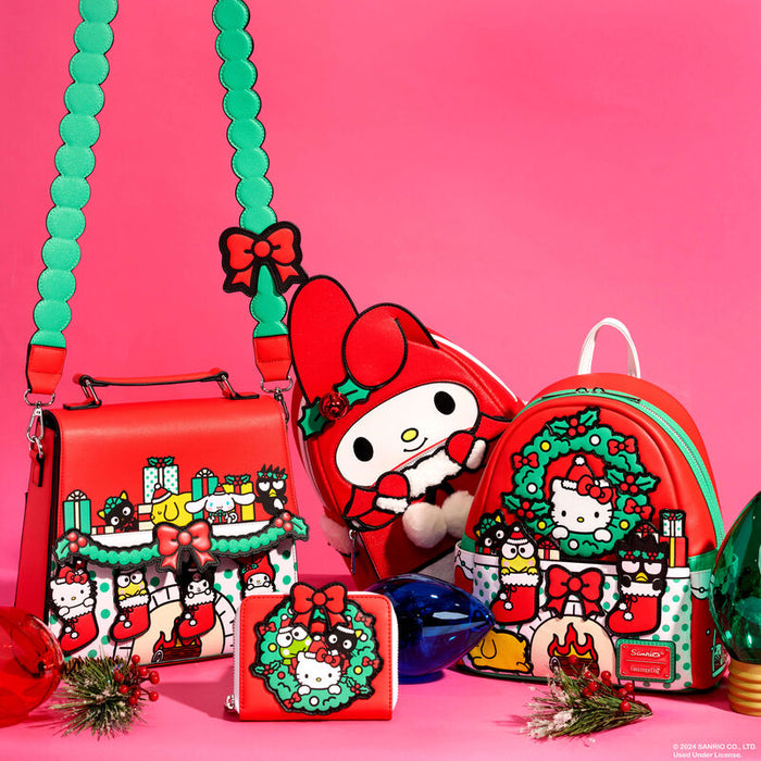 Sanrio Christmas Wreath Zip Around Wallet by Loungefly