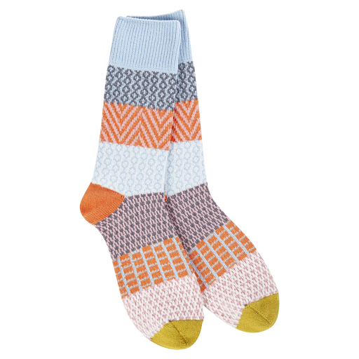 Colorful patterned sock on a white background