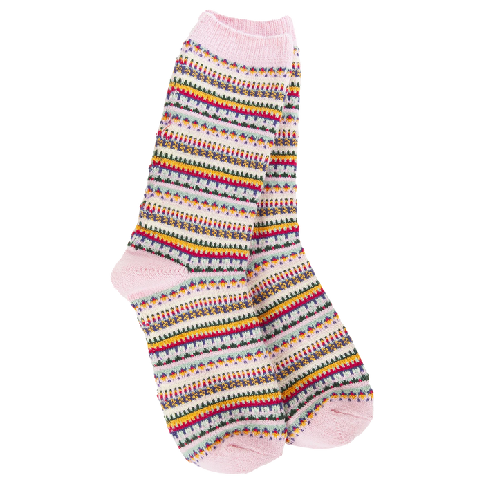 Pink Stripe Weekend Boho Crew Socks