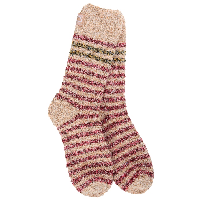 Pair of striped socks on a white background