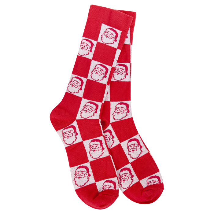 Santa Check Holiday Crew Socks
