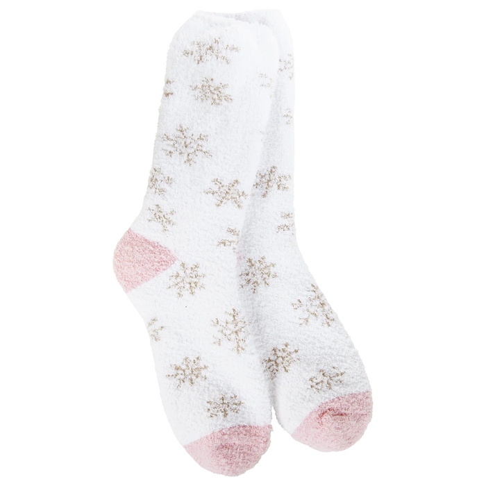 White Winter Shimmer Crew Socks