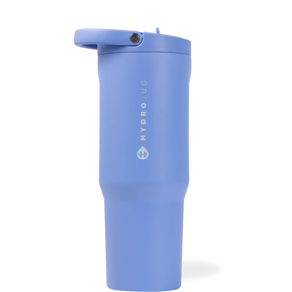 Blue Hydro Flask tumbler on a white background