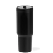 Black insulated tumbler with a lid on a white background