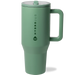 Green HydroJug mug with handle on a white background