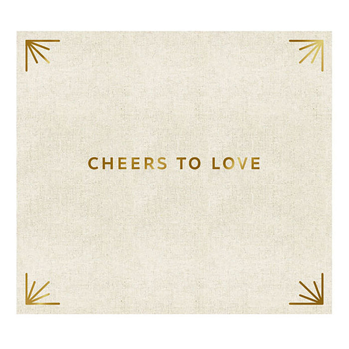 Cheers to Love Gold on Cream Linen Guest Book