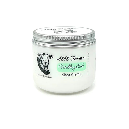 Jar of 1818 Farms Wedding Cake Shea Creme on a white background