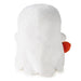 A white plush ghost toy shown from the back, featuring a soft fuzzy texture and a small orange-red accent on the right side, isolated on a white background.
