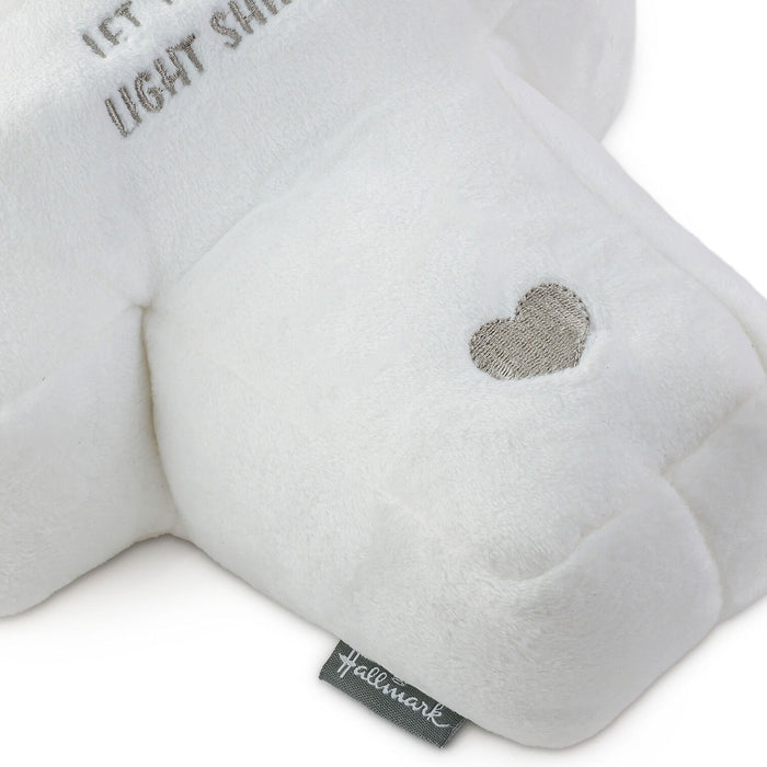 Heart-shaped pillow with 'Let Light Shine' text and Hallmark logo on a white background