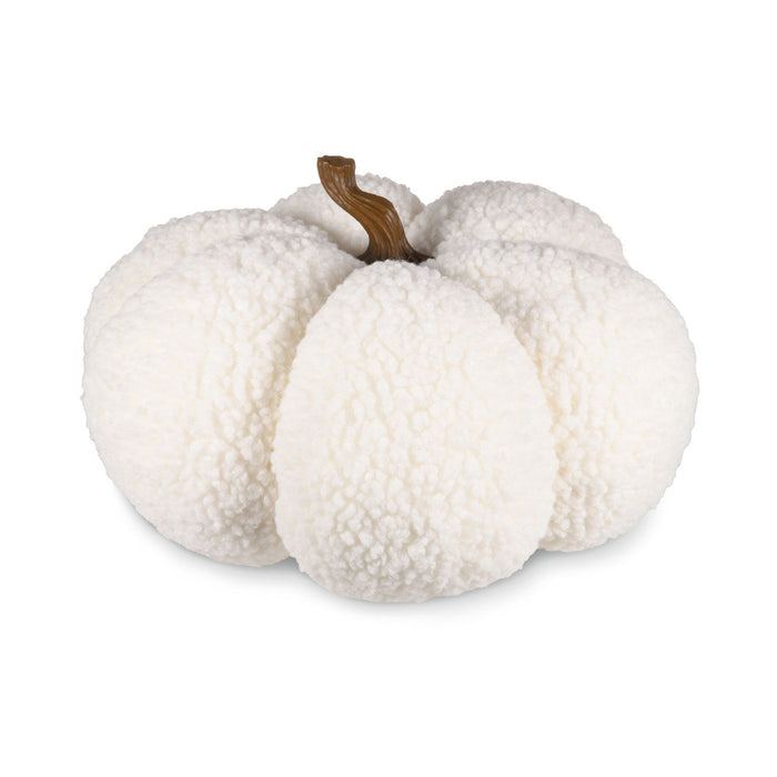 White Plush Fabric Pumpkin Fall Decoration