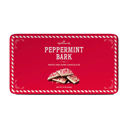 White and Dark Chocolate Peppermint Bark in Tin, 12 oz.