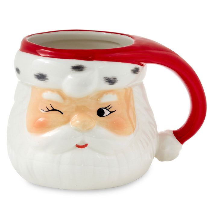 Winking Santa Holiday Sculpted Mug