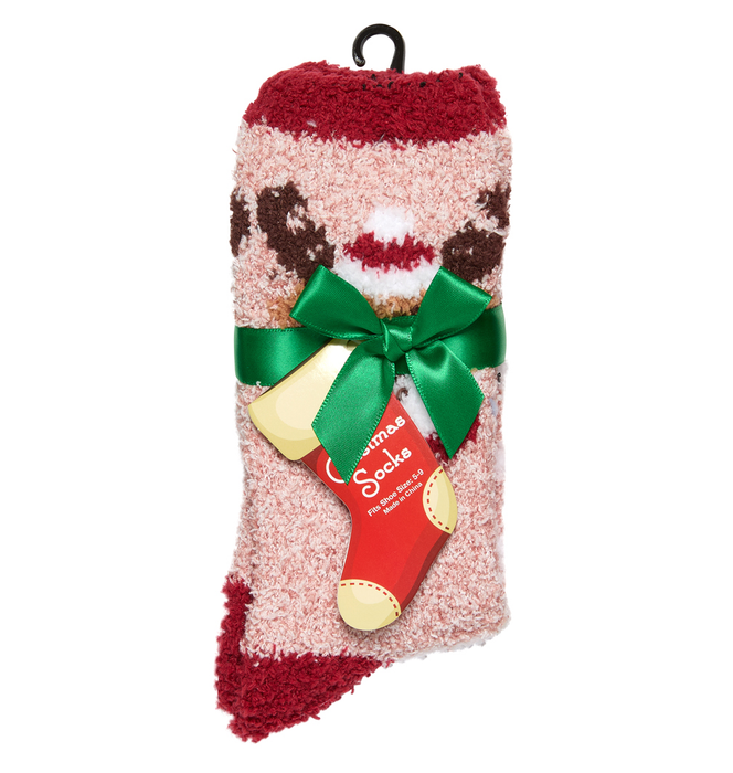 Reindeer Holiday Icons Butter Slipper Socks