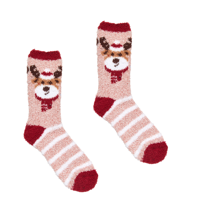 Reindeer Holiday Icons Butter Slipper Socks