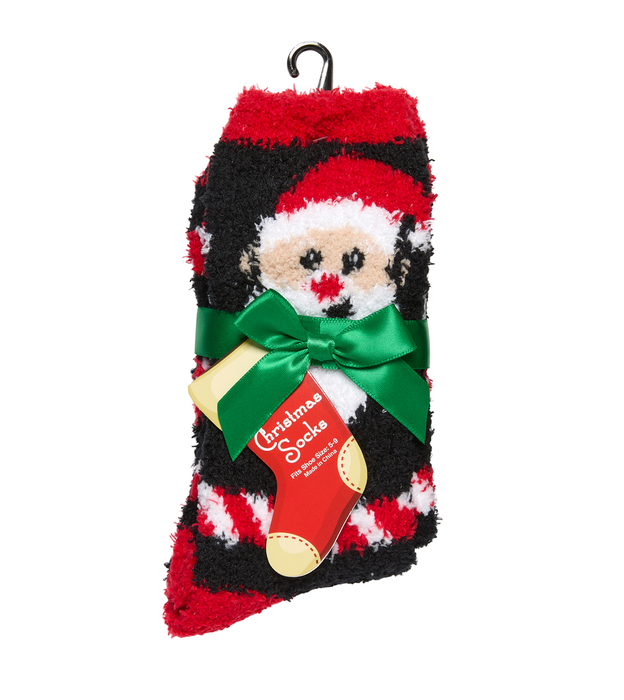 Santa Holiday Icons Butter Slipper Socks