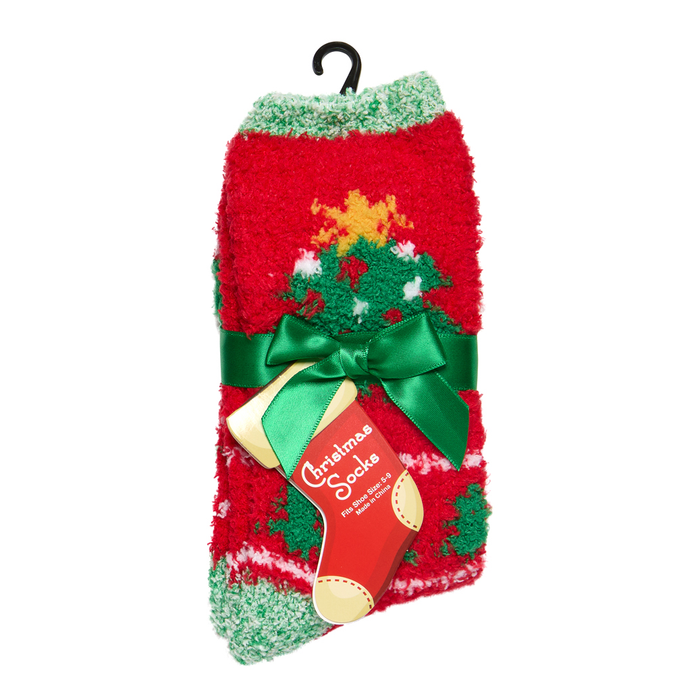 Christmas Tree Holiday Icons Butter Slipper Socks