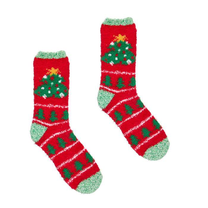 Christmas Tree Holiday Icons Butter Slipper Socks