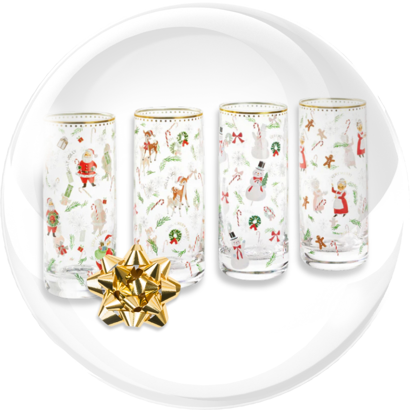 Vintage Santa and Friends Drinking Glasses