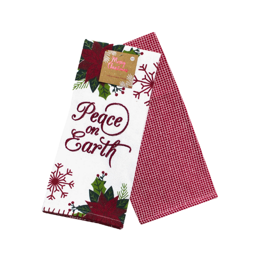 Peace on Earth Poinsettia Kitchen Towel Set