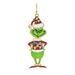 A Grinch Christmas ornament featuring the Grinch in a Santa hat and coat, embellished with rhinestones, on a plain white background.