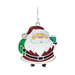 A festive Christmas Santa Claus pendant charm with a silver-tone metal base, featuring red glitter details on the hat and coat, white enamel for the beard and face, green accents on the hat and gift, and small black details.