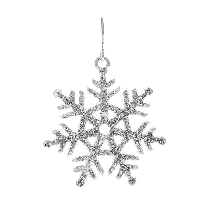 Silver Glitter Snowflake Earrings