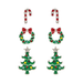Silver Candy Cane Wreath and Christmas Tree Enamel Three Piece Post Earring Set