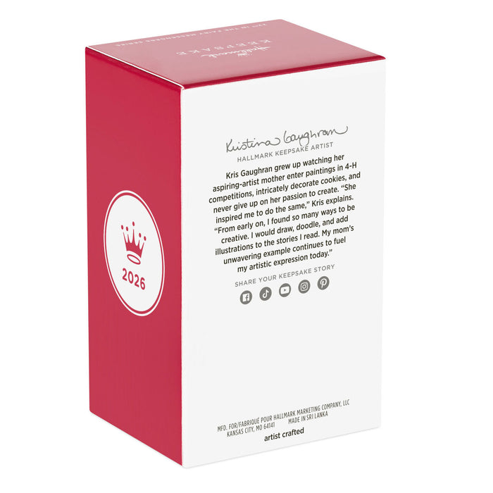 Hallmark Keepsake Christmas Ornament box with text and logo on a white background