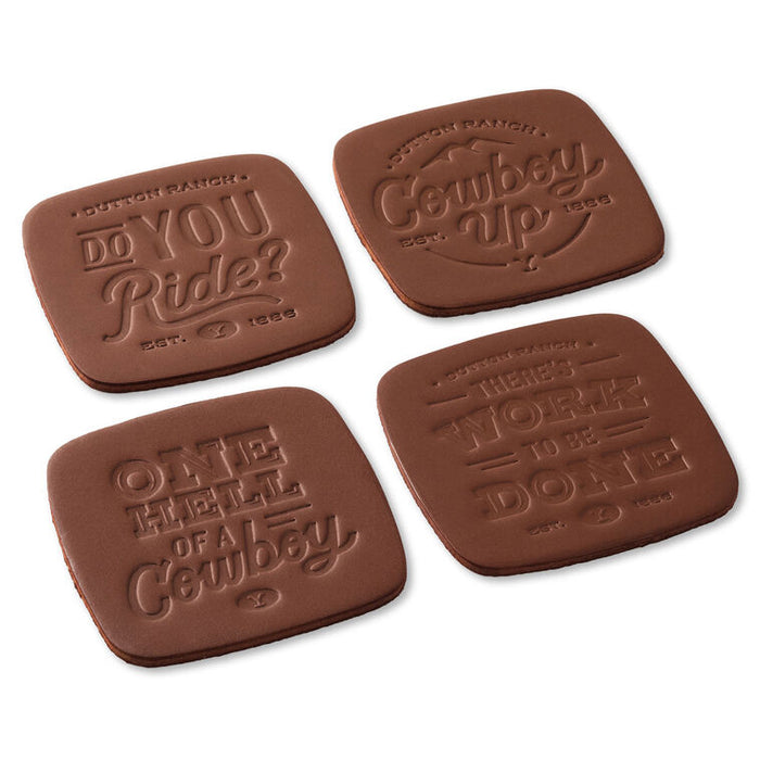 Yellowstone Dutton Ranch Bonded Leather Coasters, Set of 4