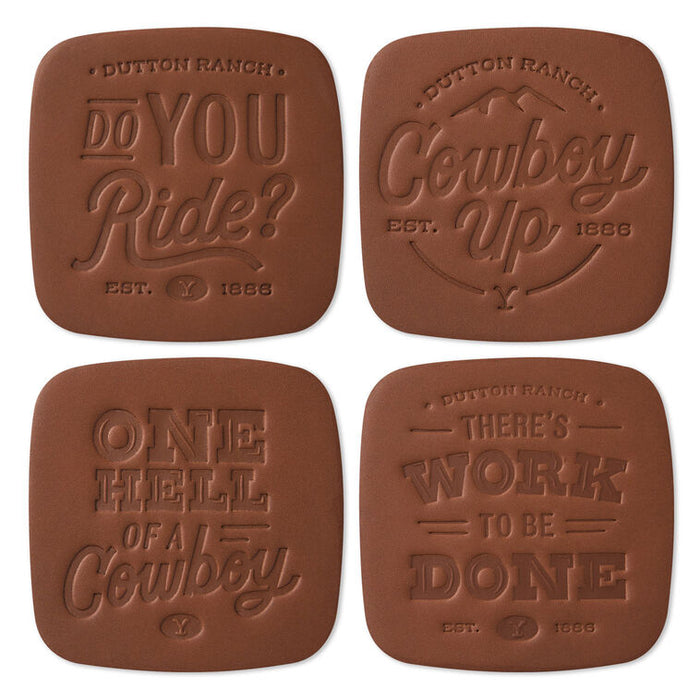Yellowstone Dutton Ranch Bonded Leather Coasters, Set of 4