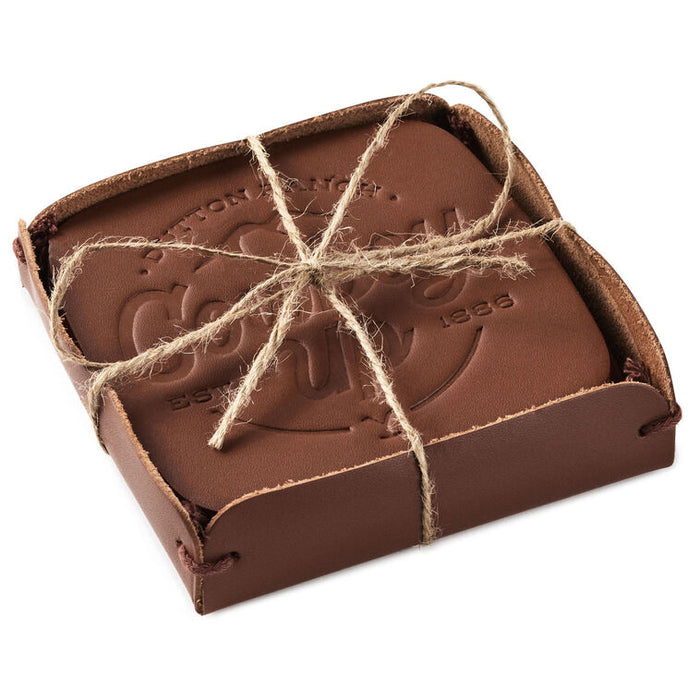 Yellowstone Dutton Ranch Bonded Leather Coasters, Set of 4