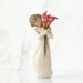 Decorative figurine of a woman holding flowers on a white background