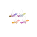 Four colorful dragonfly-shaped ornaments on a white background