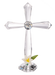 Crystal cross with a flower on a white background
