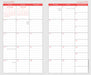 Two calendar pages for January 2026 with red borders and grid layout.