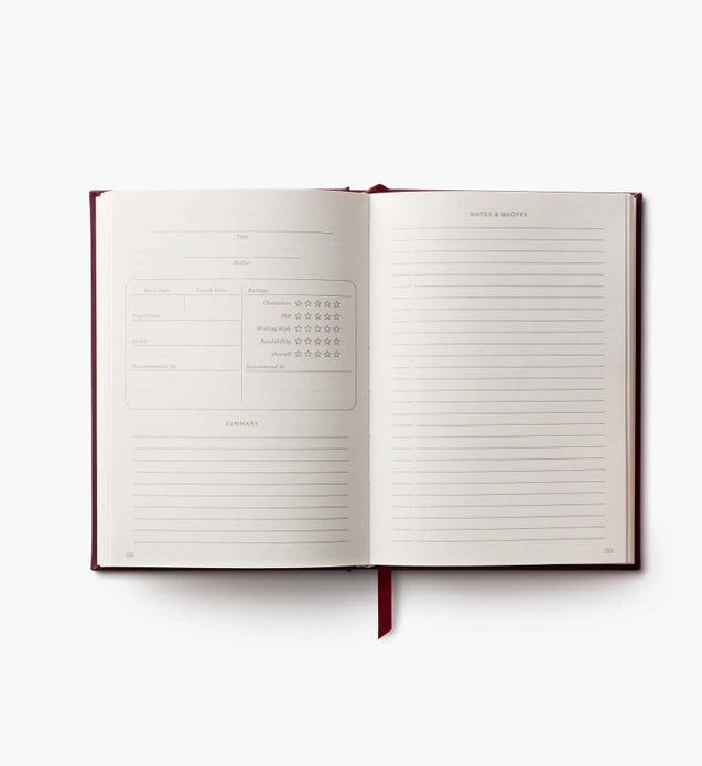 Open notebook with lined pages on a white background