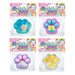 Four packaged paw-shaped gel toys arranged in a 2x2 grid on a white background. Each package has a colorful header card with cartoon graphics and the brand name 'Taba Jecious'.