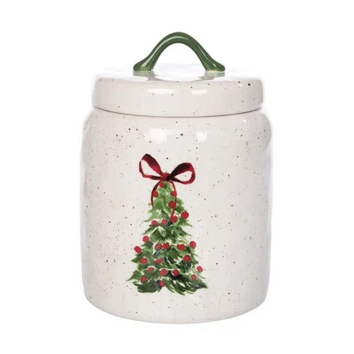 Multicolor Ceramic Jar with Lid Tree Art Design