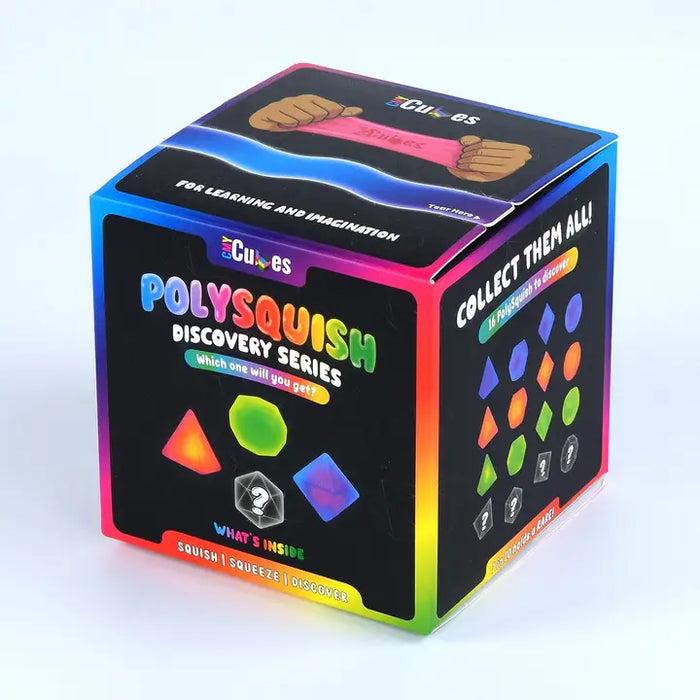 Polysquish discovery series packaging with colorful shapes on a white background